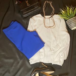 Italian Polyester Jacket and Blue Ankle Pants